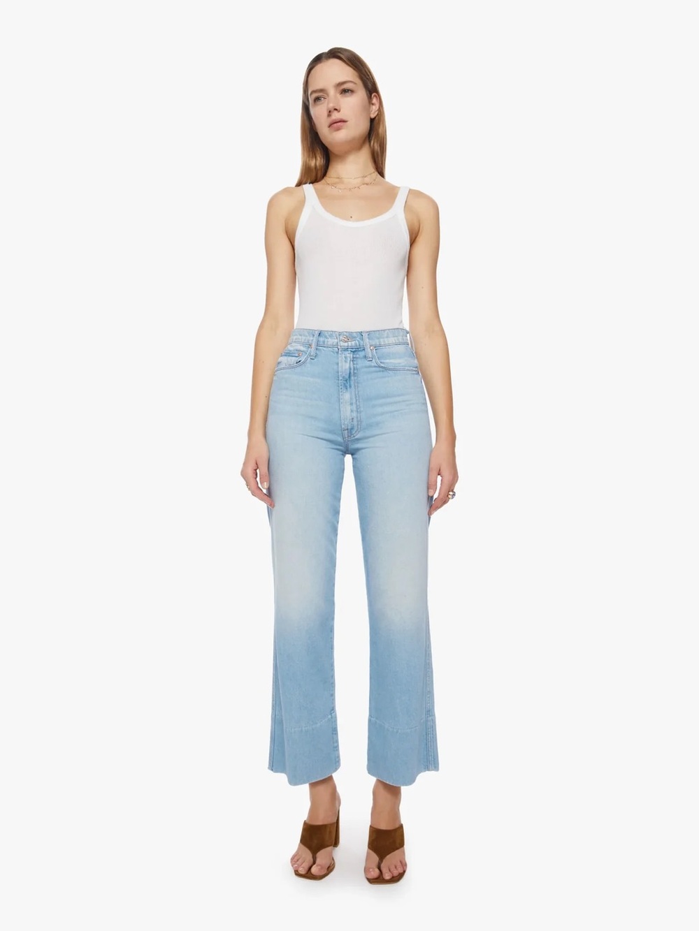 NWT MOTHER The Maven Wide Hem Ankle Jeans Unripped Size 28 $278